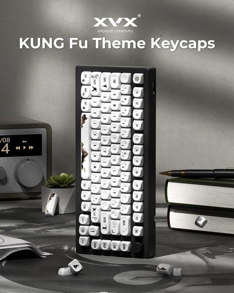 HITIME XVX Keycaps - White Cool PBT Keycaps, MOA Profile Key caps 60 65 75 100 Percent, Dye-Sublimation, Custom 140 Keys Set for 100%, 75%, 65%, 60% Mechanical Keyboard - Image 2
